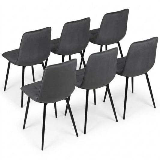 Esszimmerstühle Set aus dunkelgrauem Samt, 6 Stück