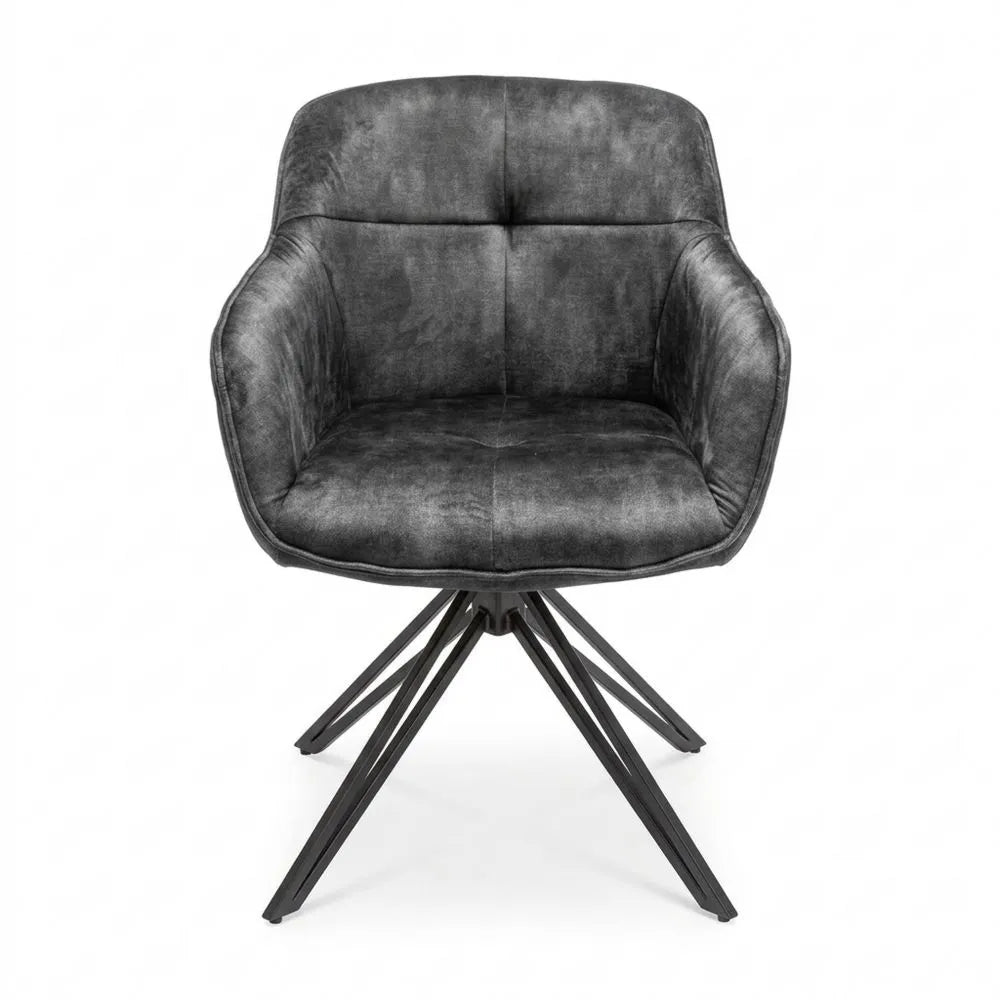 Drehbarer Samtstuhl mit Armlehne in Dunkelgrau